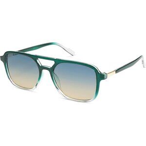 🆕 Women Blue Retro Aviator Sunglasses Trendy Rectangle Shades Sun Glasses